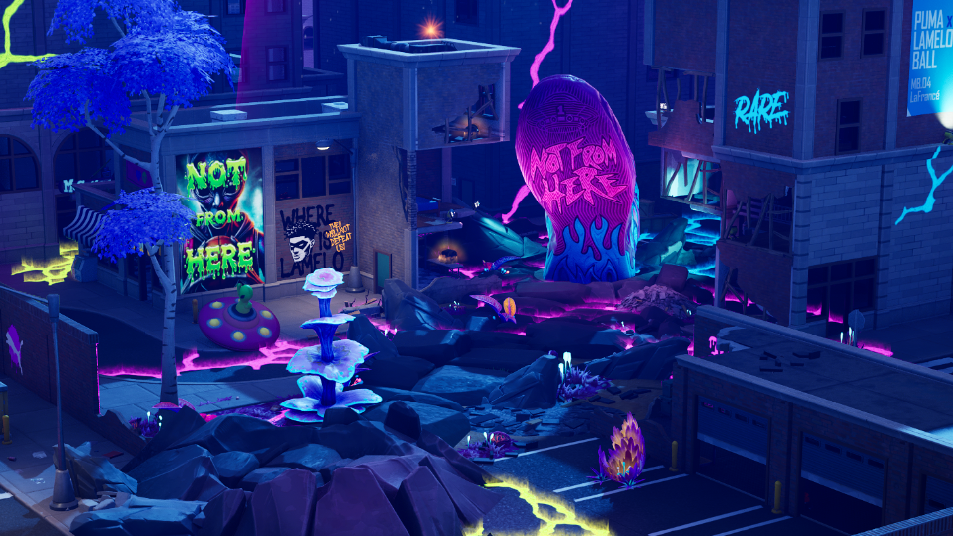 In-game view of the PUMA x LaMelo Ball branded court