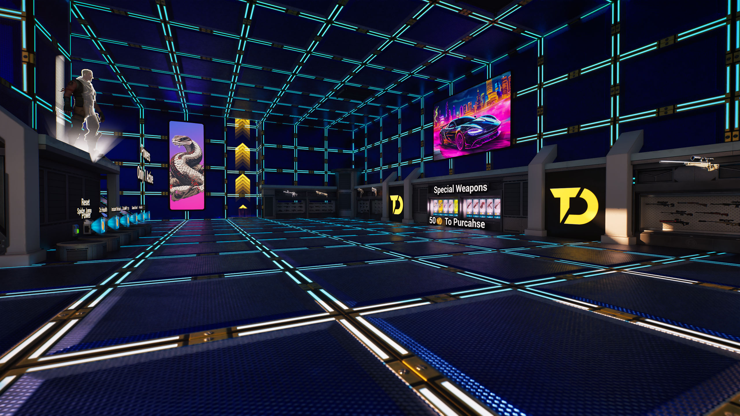 Red vs. Blue competitive gameplay with rotating map environments