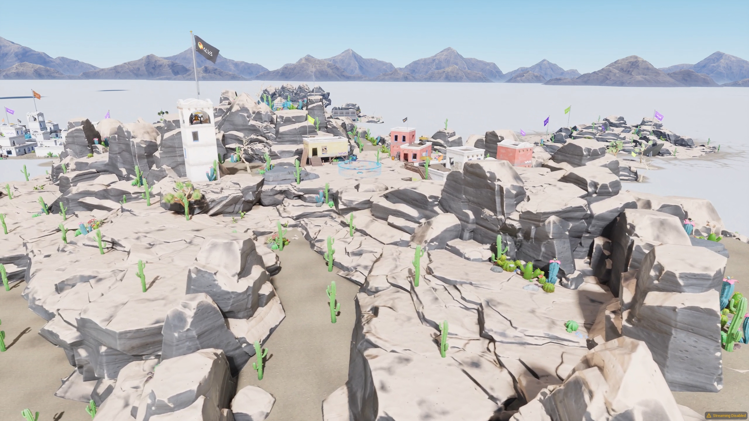 Vehicle racing across the Salar de Uyuni salt flats in Fortnite